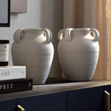 12" White Pottery w. Handles