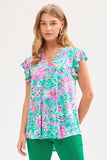 Floral Flutter Sleeve Tank Top