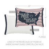 20x14 American Map Red Stripe Pillow