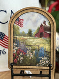 Arch Top Patriotic Farm Framed Art