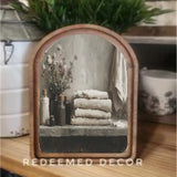 Arch Top Bathroom Shelf Framed Art