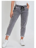 Mid Rose Kozy Fit Petite Joggers-Black Washed