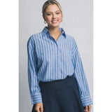 Linen Blended Striped Button Down Shirt
