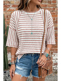 Striped Textured Knit Split Shirt