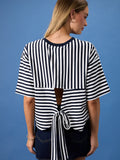 Striped Boxy Tee w/ Cutout Open Back