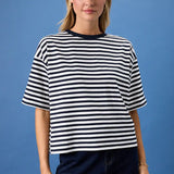 Striped Boxy Tee w/ Cutout Open Back