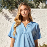 Button Down Waffle Knit Top