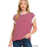 Striped Cap Sleeve Tee