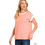 Striped Cap Sleeve Tee