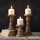 Wooden Pillar Candle Holder-Lg