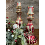 Lg. Candy Striped Candle Holder