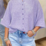 3/4 Sleeve Boxy Button Up Cardigan