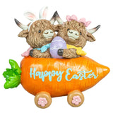 Easter Highland Cow Carrot Car