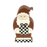 Checkered Wood Block Santa