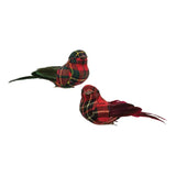 Christmas Plaid Bird Clip On Ornament