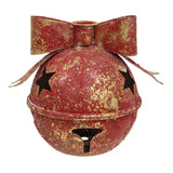 Green Metal Bow Jingle Bell Taper Holder