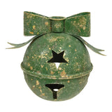 Green Metal Bow Jingle Bell Taper Holder