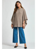 Ribbed Knit Poncho Top