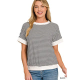 Stripe Contrast Trim Banded Bottom
