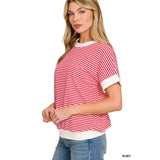 Stripe Contrast Trim Banded Bottom