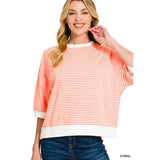 Striped Contrast Trim Tee