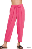 Woven Crepe Elastic Waist Pants