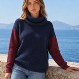 Colorblock Turtleneck Sweater