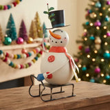 Metal Snowman on Sled