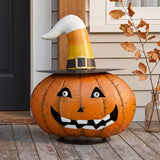 Metal Crazy Candy Corn Hat Pumpkin-17.75"
