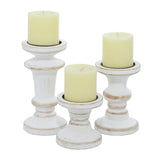 Farmhouse White Candle Holder-Sm