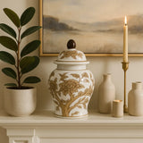 Brown/White Decorative Base Jar