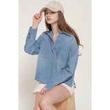 Long Sleeve Denim Pullover