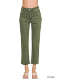 Acid Washed High Waisted Ankle Pants