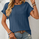 Eyelet Knit Ruffle Sleeved Top