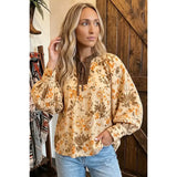 Floral & Paisley Print Long Sleeve Shift Blouse
