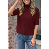 High Neck Short Sleeve Sweater