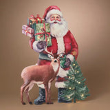 Lighted Metal Santa w/ Easel 34.8" H
