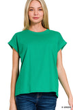 Round Neck Folded Sleeve Tee