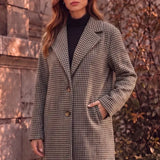 Longline Plaid Houndstooth Coat