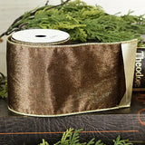 4inx10yd Cappuccino Velvet w/ Gold Wired Ribbon