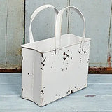 Distressed White Metal Tote