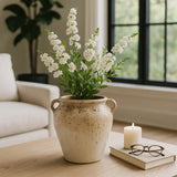 9.5 in Ivory Terracotta Vase w/ Handles