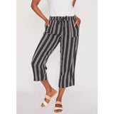 Black/White Striped Linen Pants