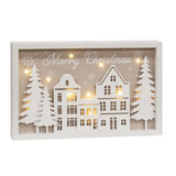 Merry Christmas LED Winter Village Frame