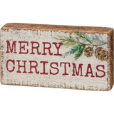 Vintage Merry Christmas Block Sign
