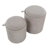 Light Brown/Wood Ottoman-Lg