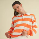 Orange Striped Collared Sweater