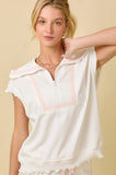 Pink Lace Half Zip Top