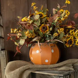 6" Orange/White Polka Dot Metal Pumpkin