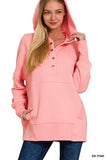 Half Button Fleece Hooded Pullover